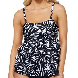 Island Escape Women's Convertible Tankini Tiered Swimwear Top 10 NWT